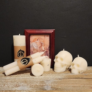 Apollon ivoire et or, bougie rituelle d'autel, bougie magique magique en cire d'abeille Amour queer/guérison, Jacinthe/Antinuque, Récupération de l'identité divine queer