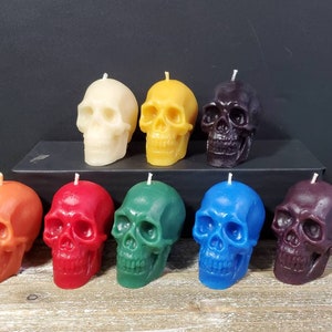 Natural Beeswax Skull Candle for Altar, Ritual, and Spell Work