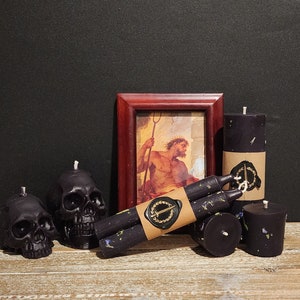 Smoke and Gold, Hades Pluto Candle, Ritual, Altar, Beeswax: Connecting to Underworld, Finding or Overcoming Power, Hidden Rewards