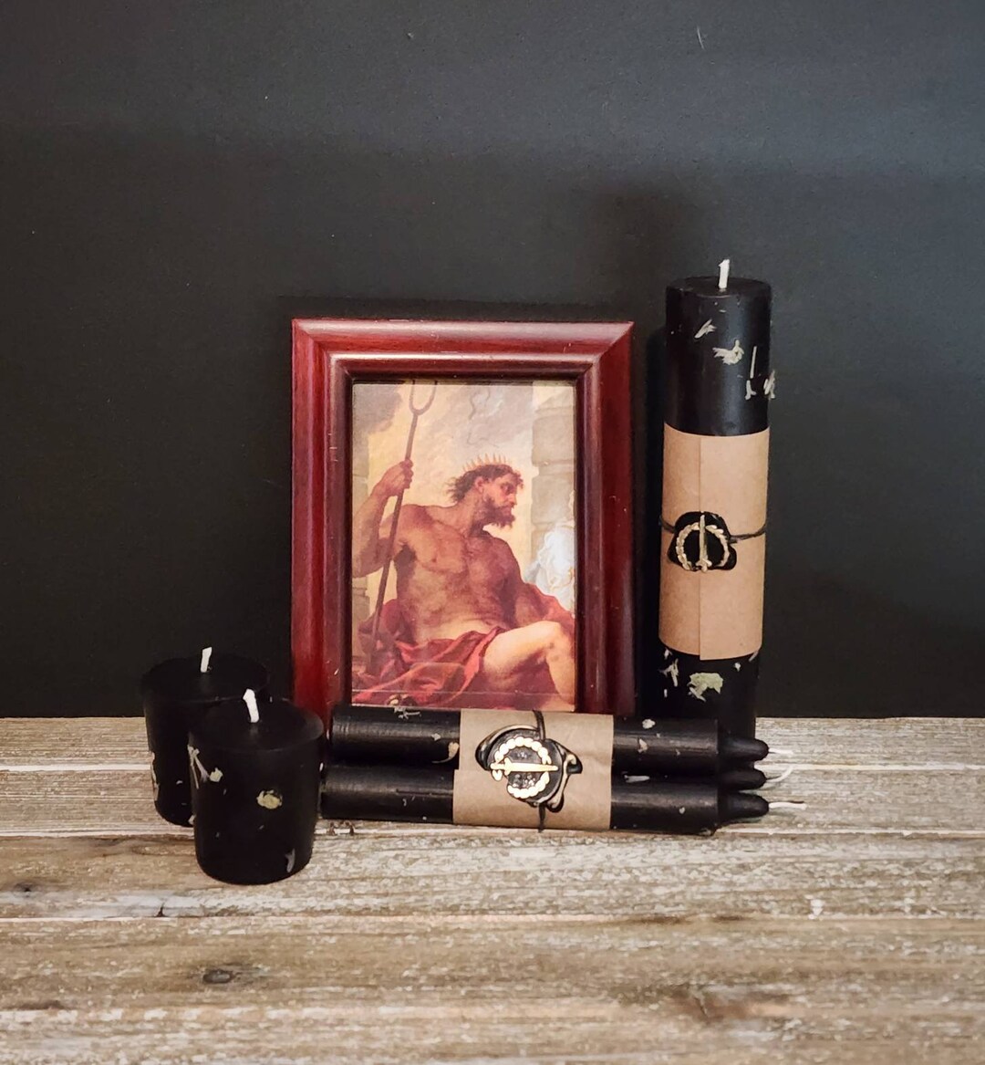 Smoke and Gold, Hades Pluto Candle, Ritual, Altar, Beeswax Connecting