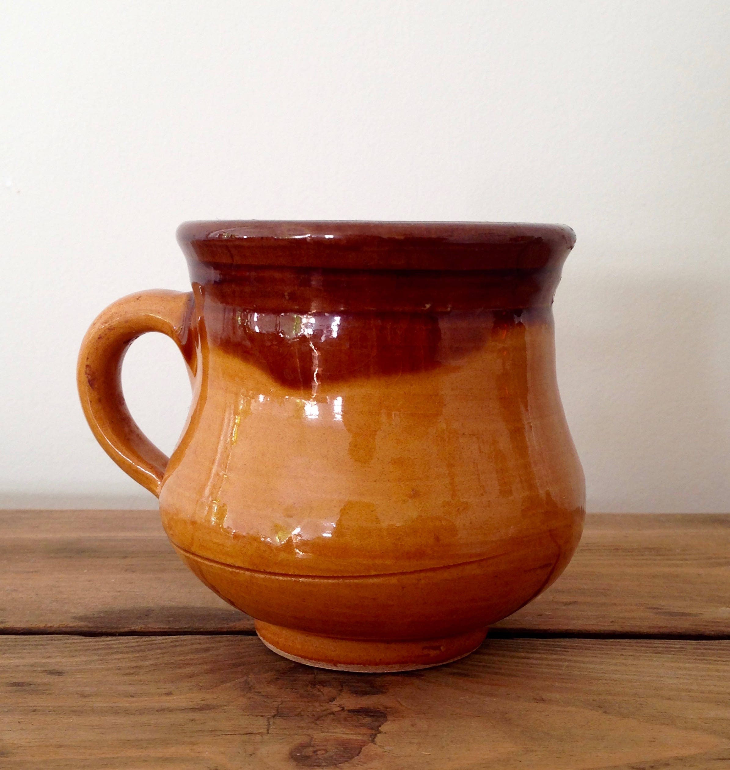 Ambre Petit Vase en Céramique, Des Années 1970