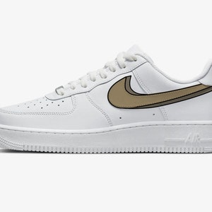 Brown Cartoon Swoosh Air Force 1s customs • Air Force One Custom • Nike Custom Sneakers • Minimalist Custom Shoes • Custom Sneaker Gift