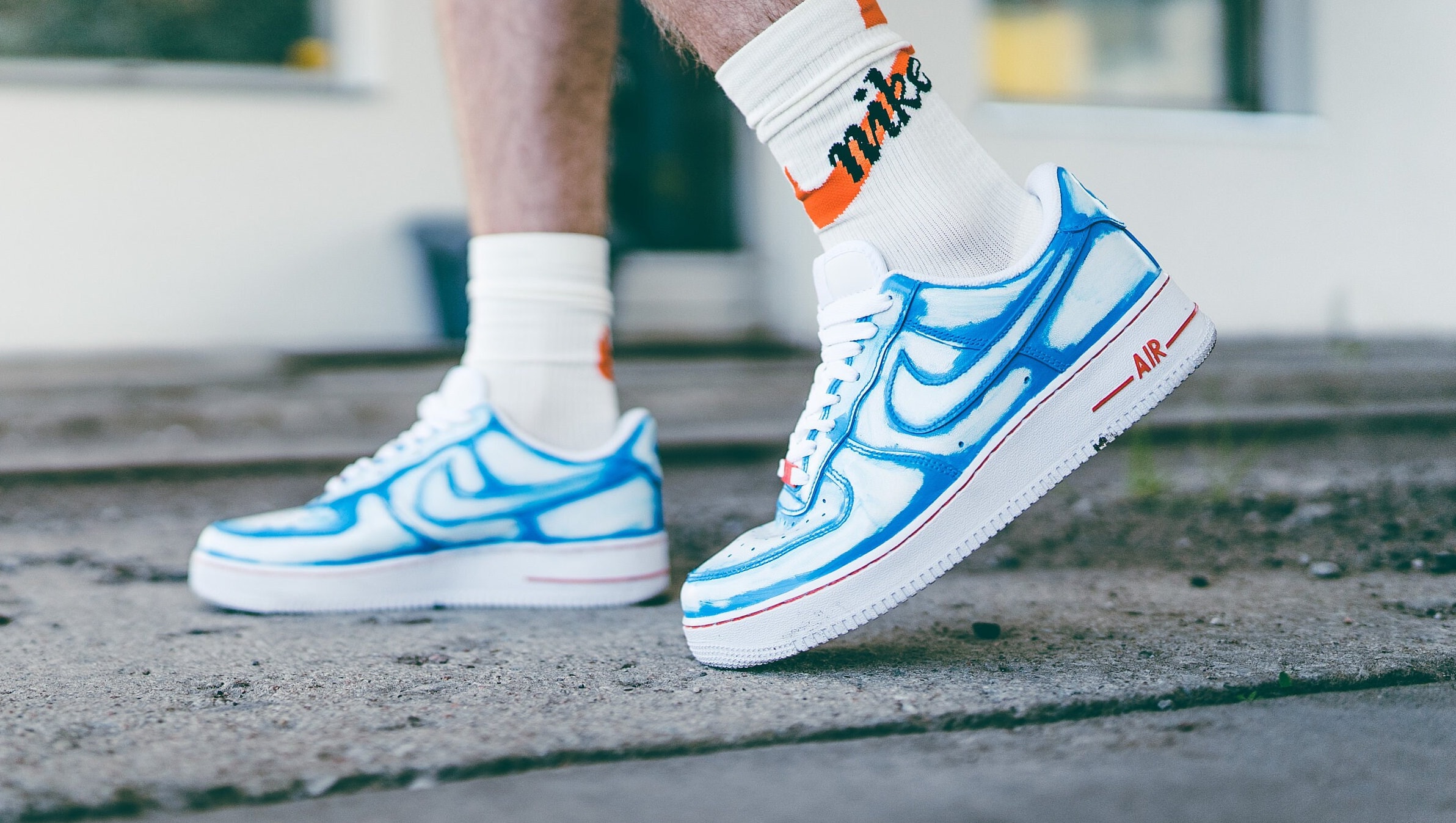 Blue Mess Air Force 1s Customs • Air Force One Custom • Nike