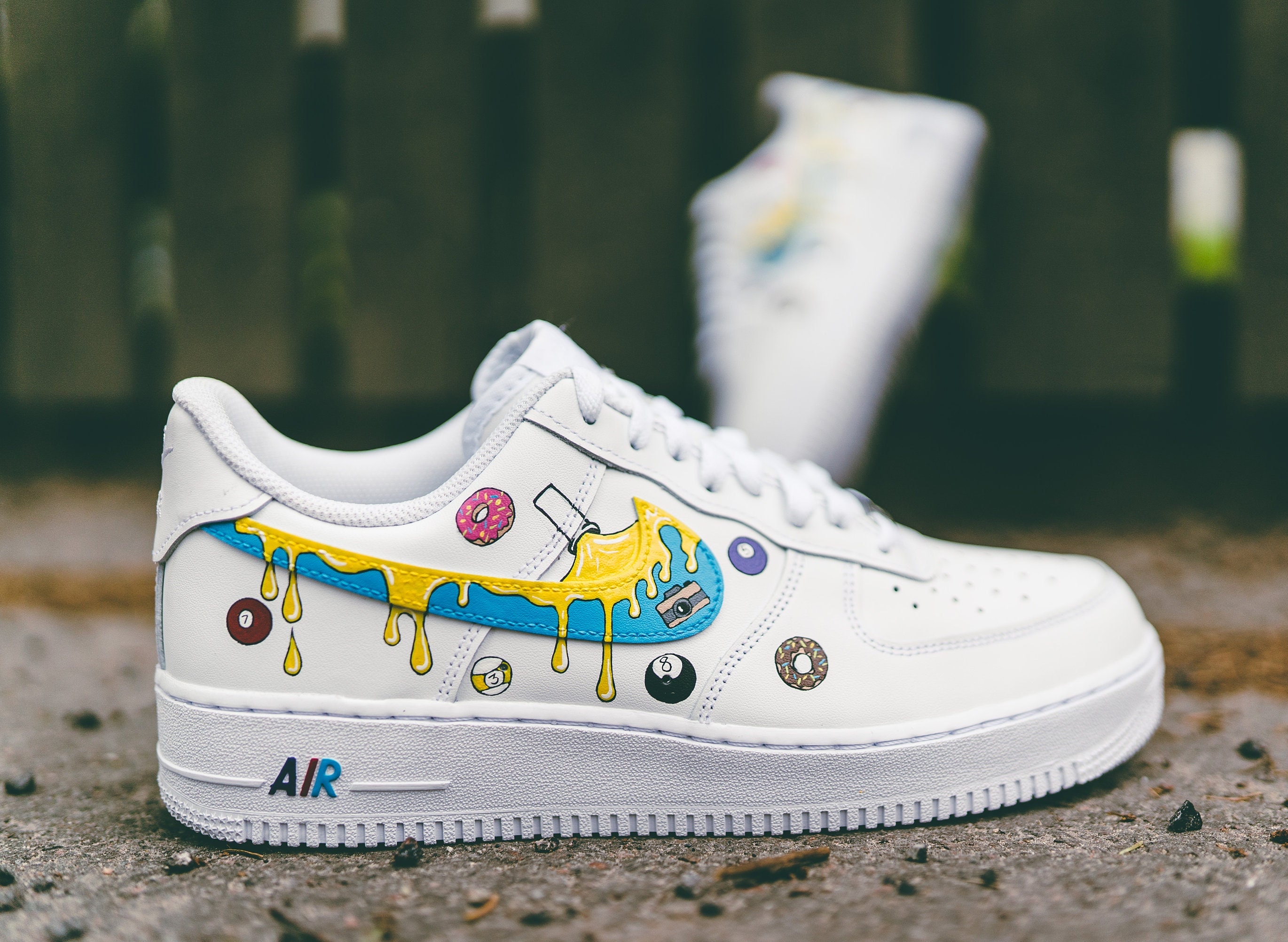 Blue Dripping Air Force 1s Customs Both Sides • Minimalist Custom