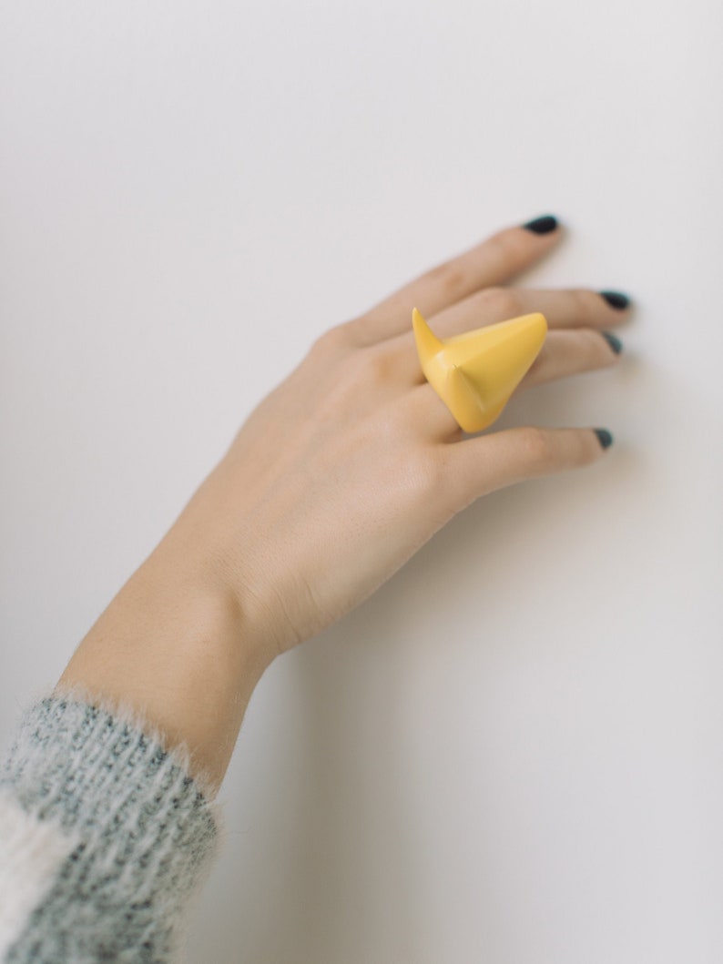 Egyptian Ring Dog Lover Jewelry Fox Ring - Oversized ring Minimalist Ring Yellow Dog Ring Animal Ring Anubis Ring