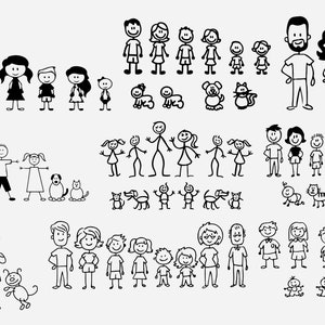 Pacchetto svg famiglia di bastoncini, file di taglio famiglia di bastoncini, clipart famiglia di bastoncini, file di taglio per silhouette cricut, png, dxf, eps
