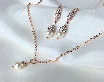 1Set Pearl Crystal Bridesmaid Wedding Jewellery Set Necklace Bracelet Earring YT 