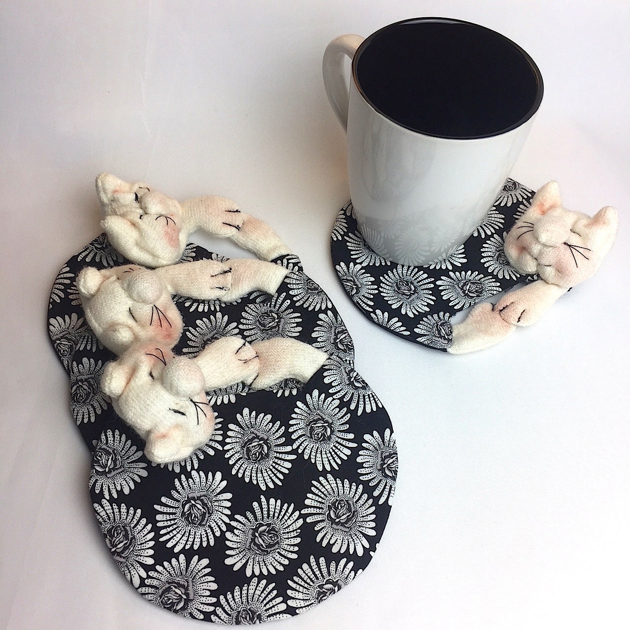 Housewarming Gift Funny cat coaster set of 4 Sleeping Cat Etsy