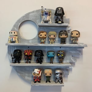 Custom Built Death Star Wall Display Shelf  Backlit with Remote Controlled LED Lights. Perfect Display for Star Wars Funko Pops