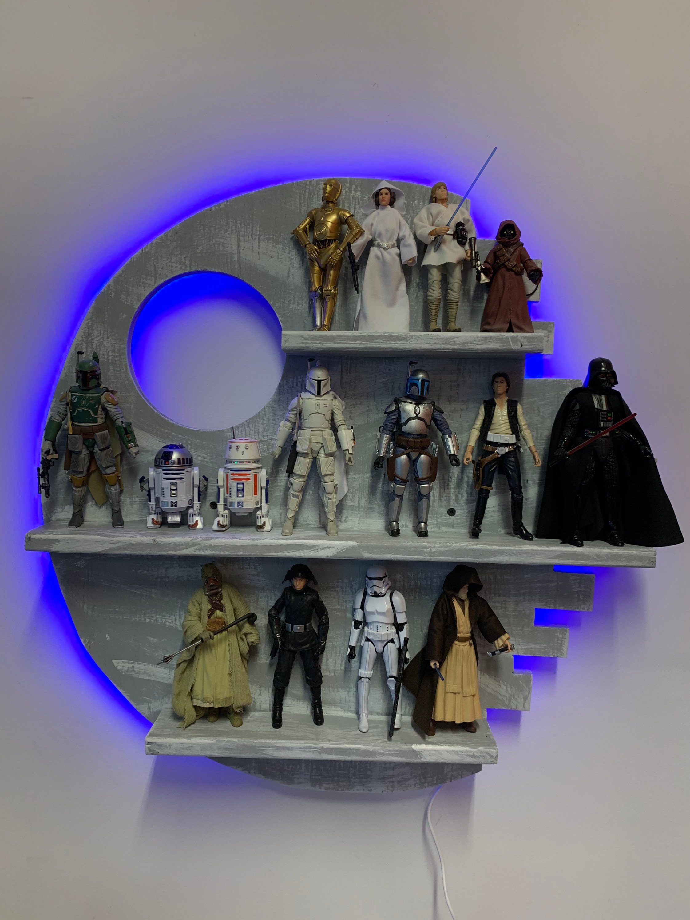 Custom Death Star Wall Display Shelf Backlit With Remote Controlled LED