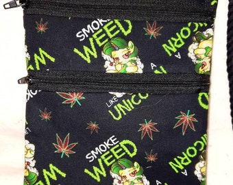 Unisex Small Crossbody Bag Cell Phone Purse Wallet Headphone Bag green marijuana weed leaf silhouette decorative design Unisex Small Crossbody Bag Cell Phone Purse Wallet Headphone Bag green marijuana weed leaf silhouette decorative design