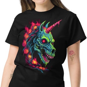 Zombie Unicorn T-Shirt, Unicorn Tee, Gothic Unicorn Shirt, Graphic T-Shirt, SM-5XL