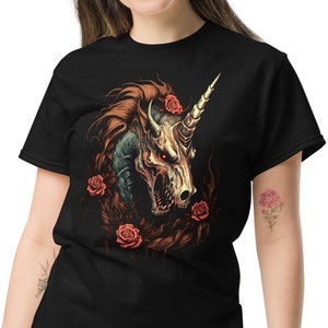 Zombie Unicorn T-Shirt, Unicorn Tee, Gothic Unicorn Shirt, Graphic T-Shirt, SM-5XL