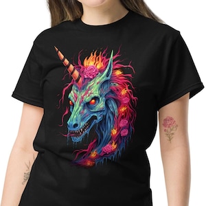 Zombie Unicorn T-Shirt, Unicorn Tee, Gothic Unicorn Shirt, Graphic T-Shirt, SM-5XL