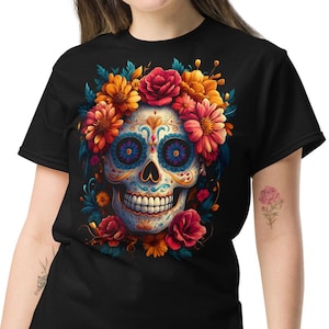 Day of the Dead T-Shirt, Sugar Skull Tee, Día de los Muertos Shirt, Graphic T-Shirt, SM-5XL