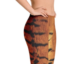 Leggings for Women, Tiger Fur Design, Custom Print Handmade
