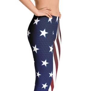Leggings for Women, USA Flag Design, 4th of July Leggings, Custom Print Handmade