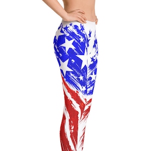 Leggings for Women, USA Flag Design, 4th of July Leggings, Custom Print Handmade