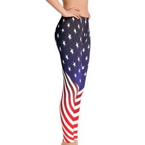 Leggings for Women, USA Flag, 4th of July Leggings, Custom Print Handmade