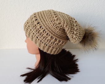 Slouchy Hat Womens, Slouchy Beanie, Womens Beanie Mens Beanie, Winter Hats, Slouch Hat, Taupe Slouchy Hat, Womens Winter Hat