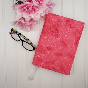 Dragonfly Book Cover: Padded Fabric Book Sleeve with Ribbon Bookmark