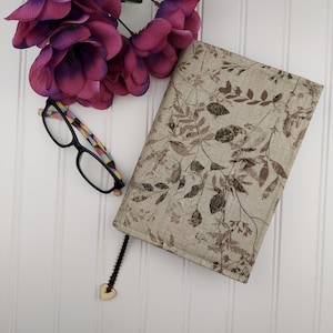 Floral Fabric Book Cover: Padded Cotton Book Sleeve with Ribbon Bookmark