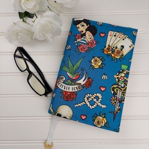 Tattoo Book Cover, Fabric Book Cover, Book Sleeve, Book Protector, Padded Book Cover, Gifts For Booklover, Gifts For Him, Gifts For Her