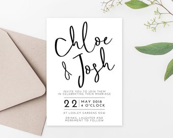 Wedding Invitation Printable Wedding Invitation Minimal Invitation Template Modern Wedding Invitations Editable PDF Download Templett Cleo