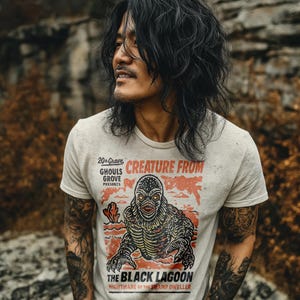 Kreatur aus dem Black Lagoon Swamp Dweller Vintage Monster Horrorfilm - Retro Kreatur mit Halloween T-Shirt