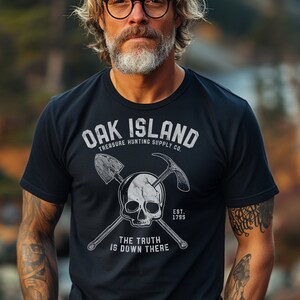 chemise cadeau vintage Oak Island tête de mort des Templiers - Bobby Dazzler, histoire, détecteur de métaux, trésor et t-shirt pour amoureux des pirates