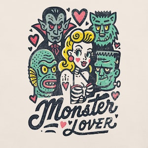 Monster Lover Shirt, Horror Lover Tee, Retro Monster Shirt, Spooky Cute Halloween Tee, Creepy Cute Gothic Graphic Unisex t-shirt