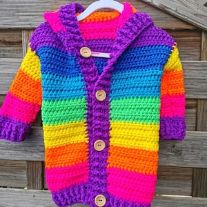 Rainbow cardigan, oversized hooded cardigan, girls cardigan, cute, cozy cardigan