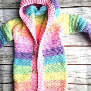 Pastel rainbow cardigan, RAINBOW hooded cardigan handmade, cute, cardigan for little girls