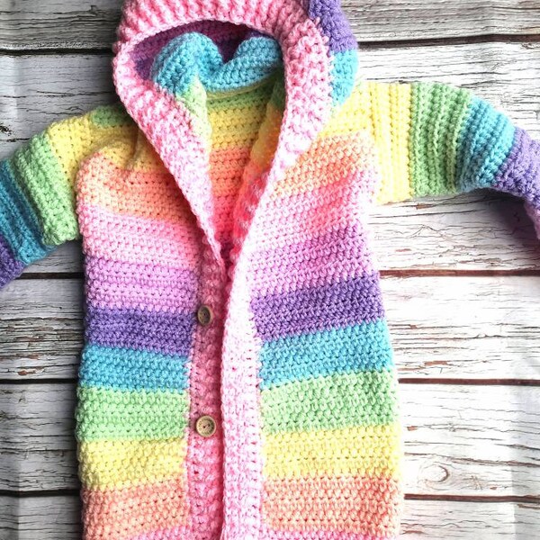 Pastel rainbow cardigan, RAINBOW hooded cardigan handmade, cute, cardigan for little girls