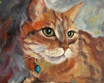 Orange Tabby Cat Giclee Print: Impressionist Cat Wall Art by T Sutton