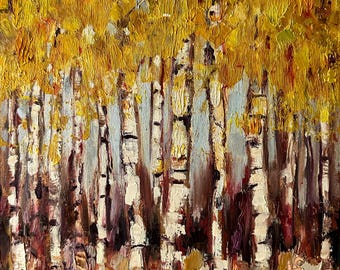 Autumn Aspens Impasto Painting: Utah Fall Landscape Art Print