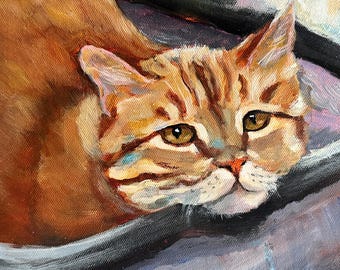 Orange Tabby Cat Giclée Print: Impressionist Cat Wall Art