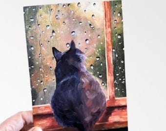 Cat in Rainy Window Card Set: All Occasion Greeting Cards
