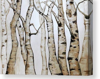 Birch Logs I Wrapped Canvas Giclee Print Wall Art - Wall Decor - Artwork