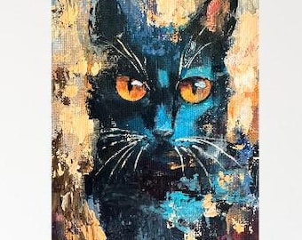 Black Cat Abstract Giclee Print: Cat Lover Wall Art by T. Sutton
