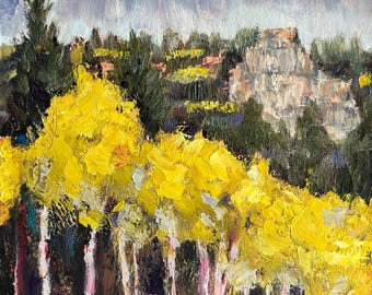 Impressionistic Fall Aspens Art Print: Utah Landscape Painting by T. Sutton