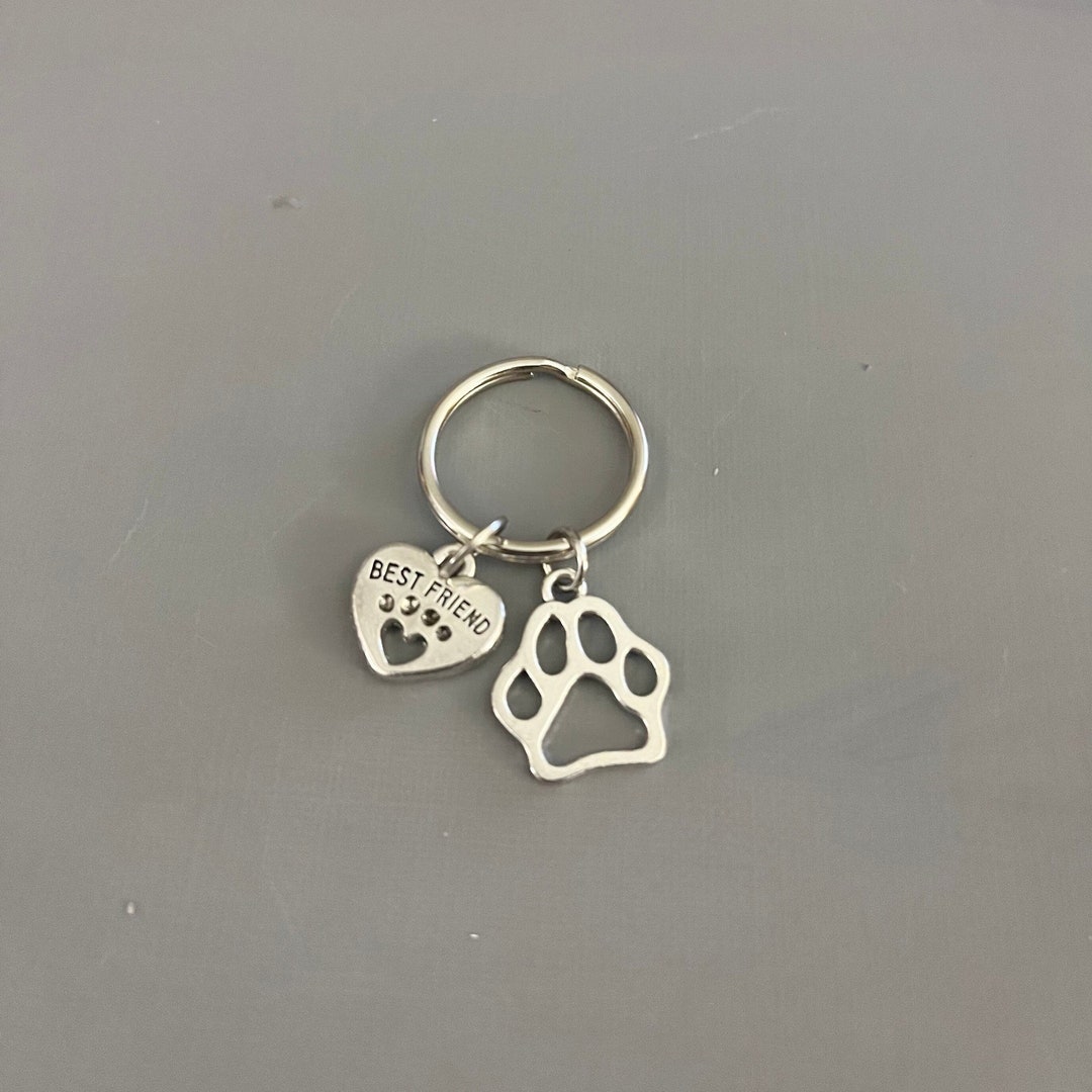 Paw Print Keychain Dog Paw Charm Cat Paw Charm Memorial Pet Etsy