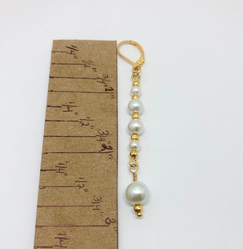 Five Pearl Earrings Pearl and Gold Earrings Multi-White Pearl and Gold Beaded Earrings Bride/'s Pearl Earrings