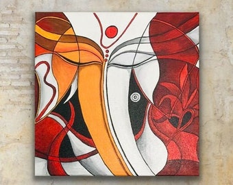 Abstract Ganesha Painting, Acrylic Art,