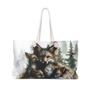 Whispering Pines Fox Weekendtas | Woodland Fox-reistas | Cottagecore Forest-nachttas | Cadeau natuurliefhebber