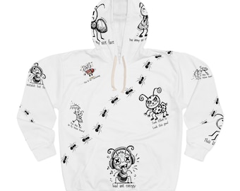Sudadera con capucha con dibujos de insectos hechos a mano / Personajes de hormigas extravagantes, humor poco convencional
