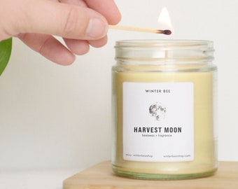 Harvest Moon Scented Beeswax + Coconut Oil Candles, Fall Scent