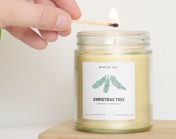 Christmas Tree Scented Beeswax and Coconut Oil Candles