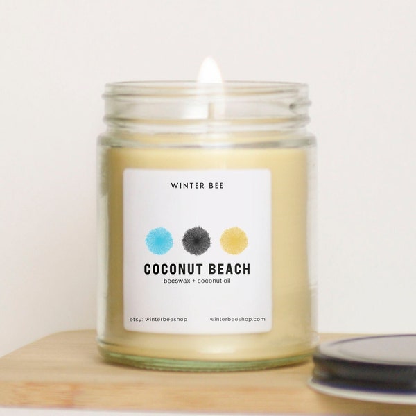 Coconut Beach Scented Beeswax + Coconut Oil Candles