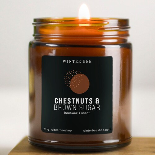 Christmas Tree Scented Beeswax Candles in Amber Glass Etsy